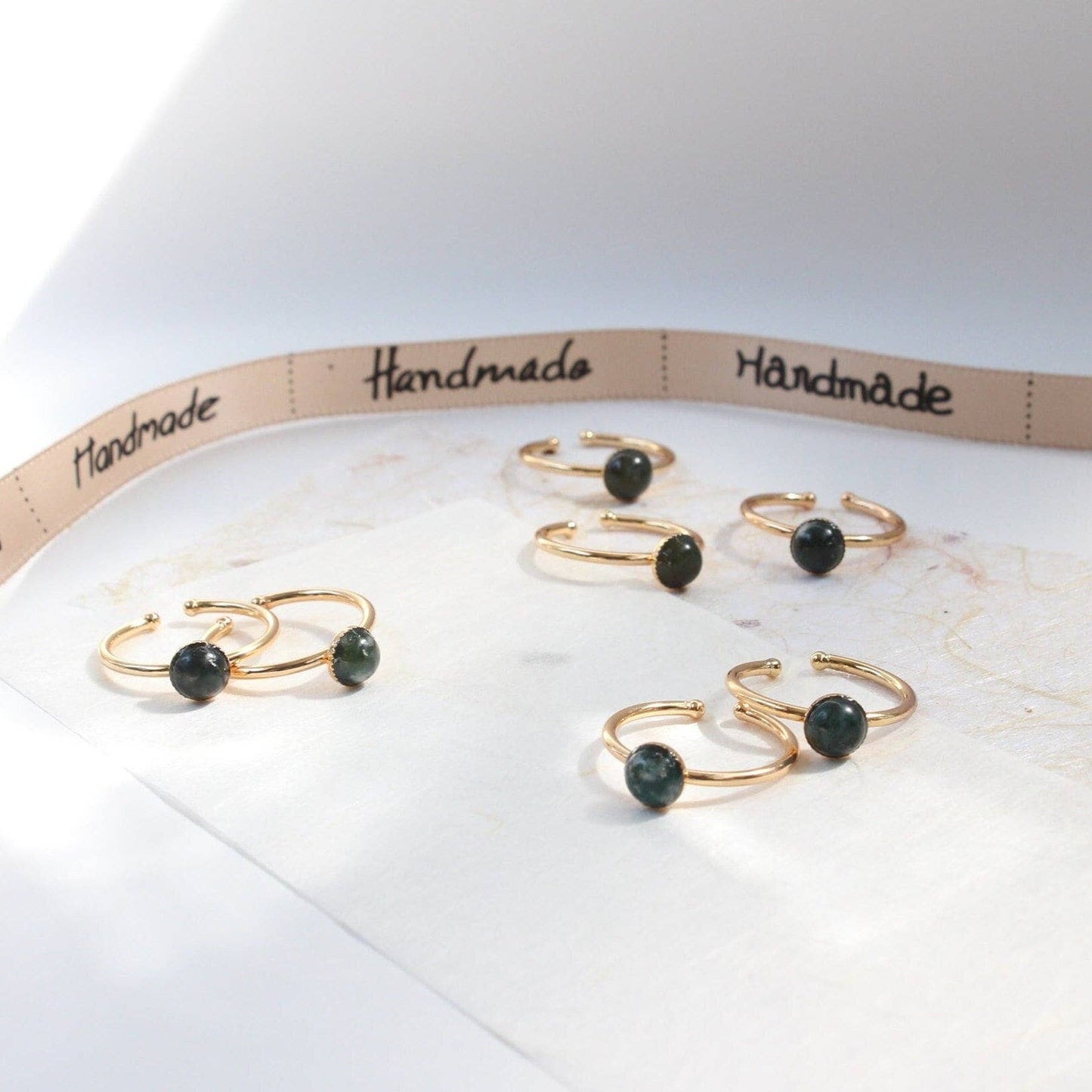 iBijoux - Adjustable Gold Agate Ring