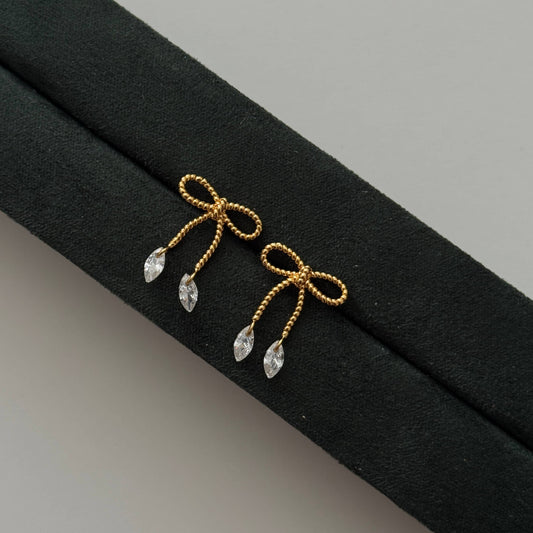 Namaste Jewelry - Rope Bow Studs- Gold