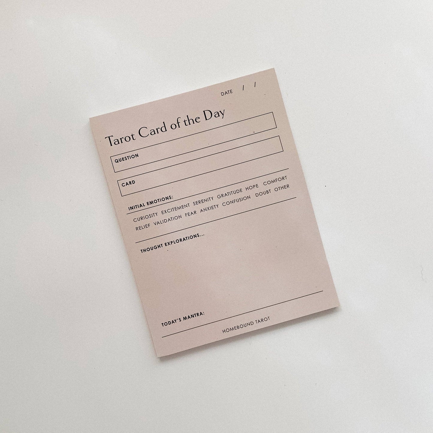 Homebound Tarot - Daily Tarot Reading Pad | Emotions Check-in