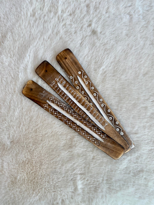 White & Wood Incense Holder