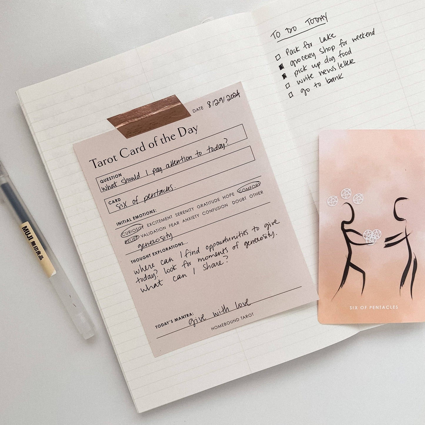 Homebound Tarot - Daily Tarot Reading Pad | Emotions Check-in