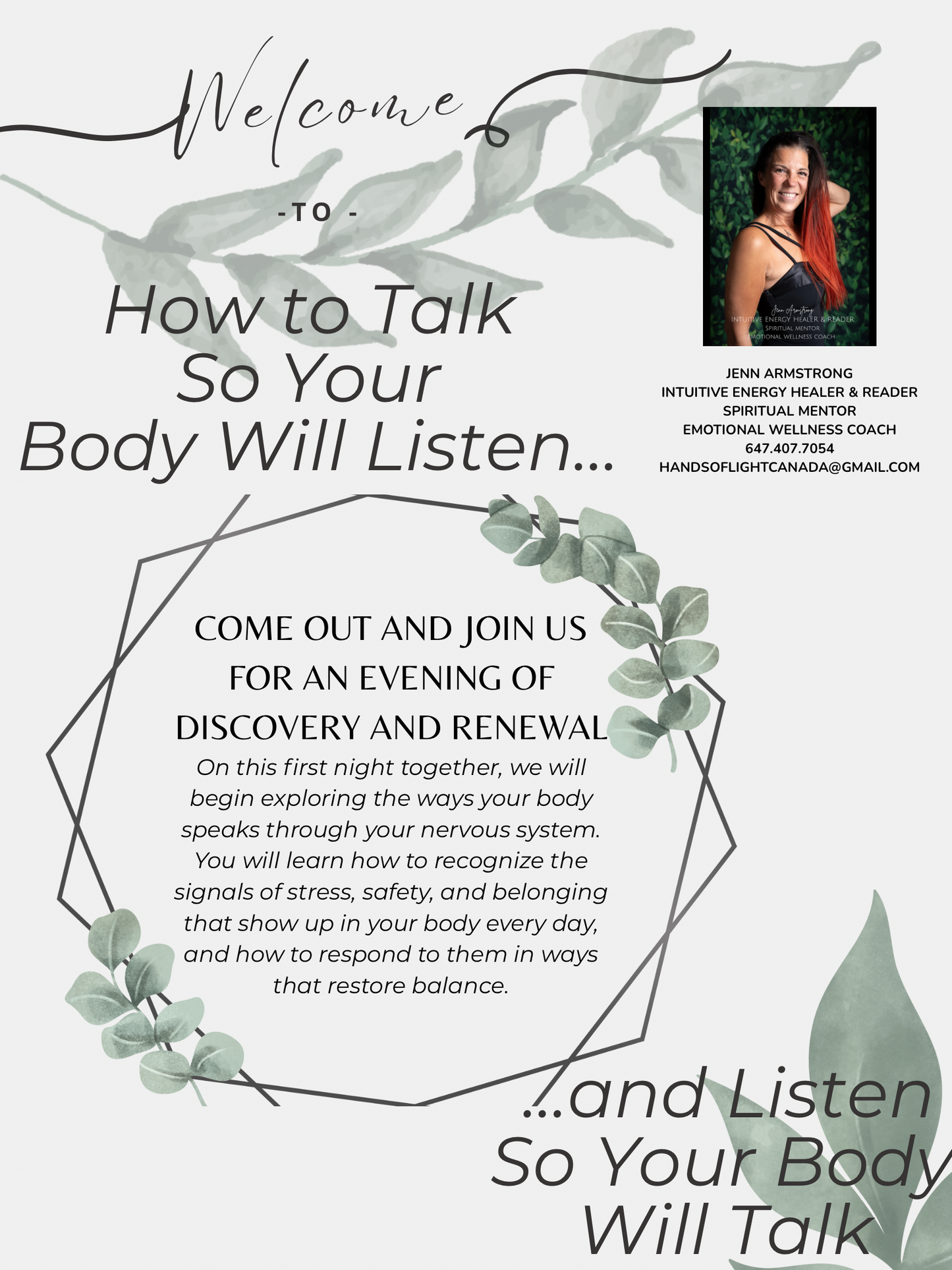 Event: How to Talk So Your Body Will Listen Jenn Armstrong (Nov 21st)