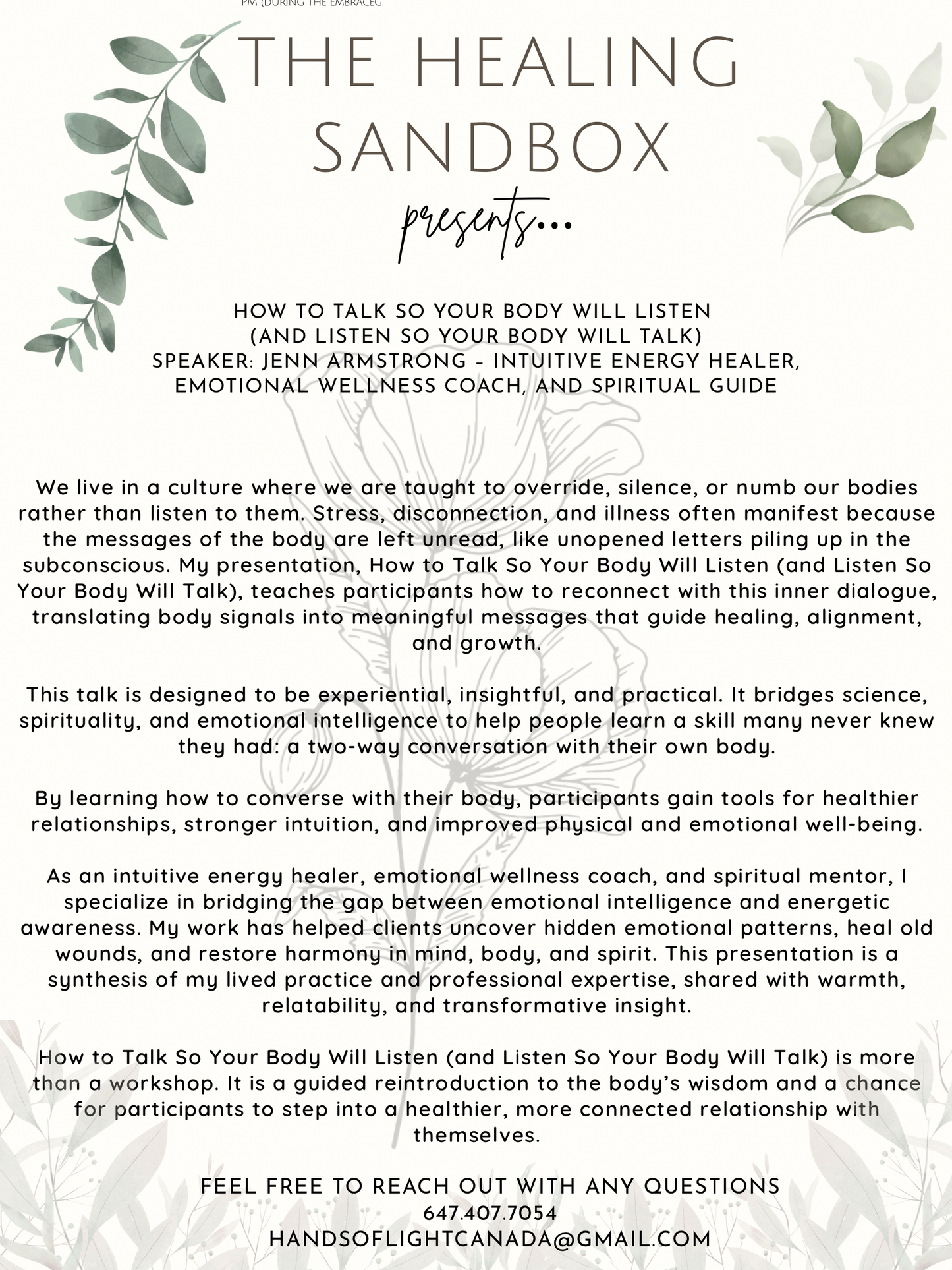 Event: How to Talk So Your Body Will Listen Jenn Armstrong (Nov 21st)