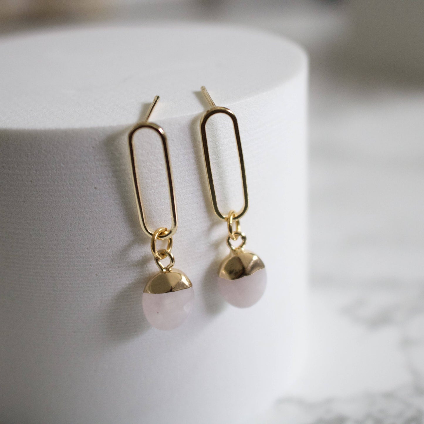 TISH jewelry - Skye Rose Quartz Earrings