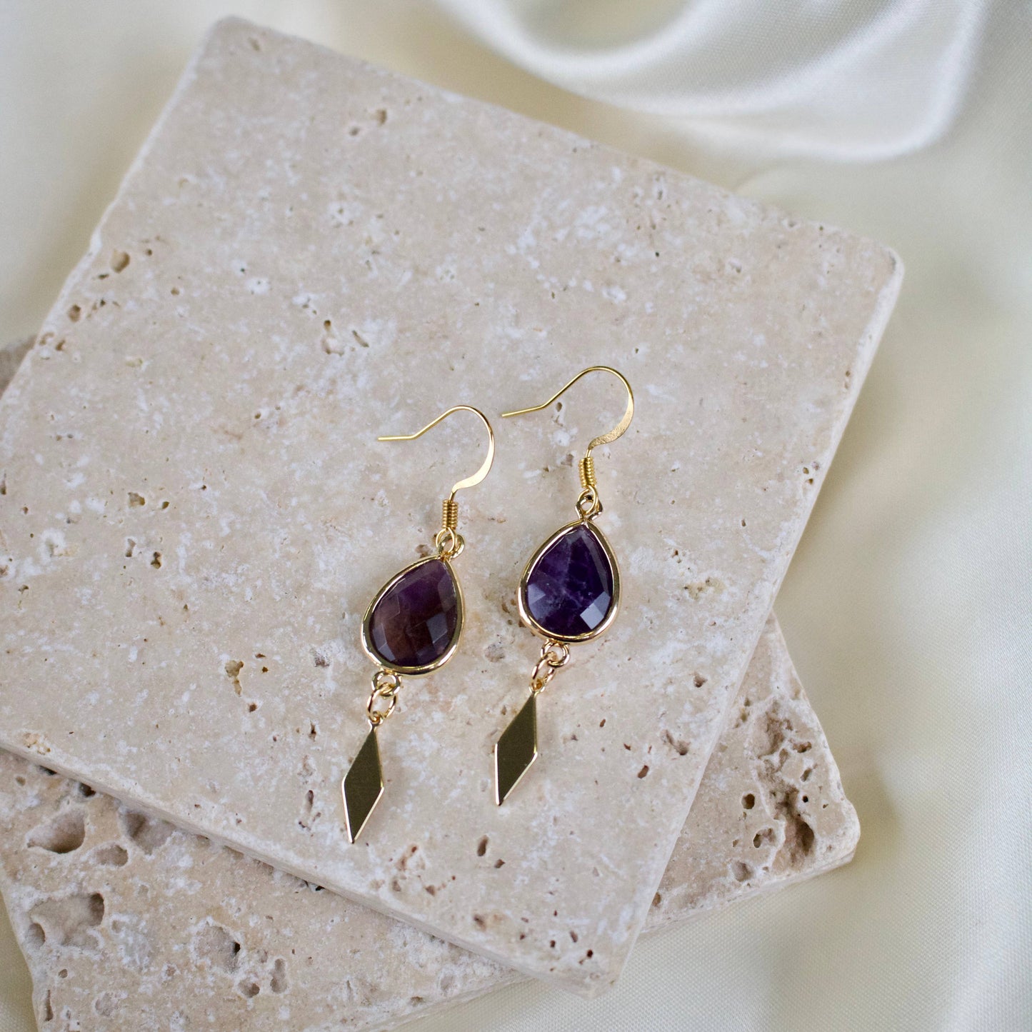 TISH jewelry - Aleena Amethyst Crystal Teardrop Earrings