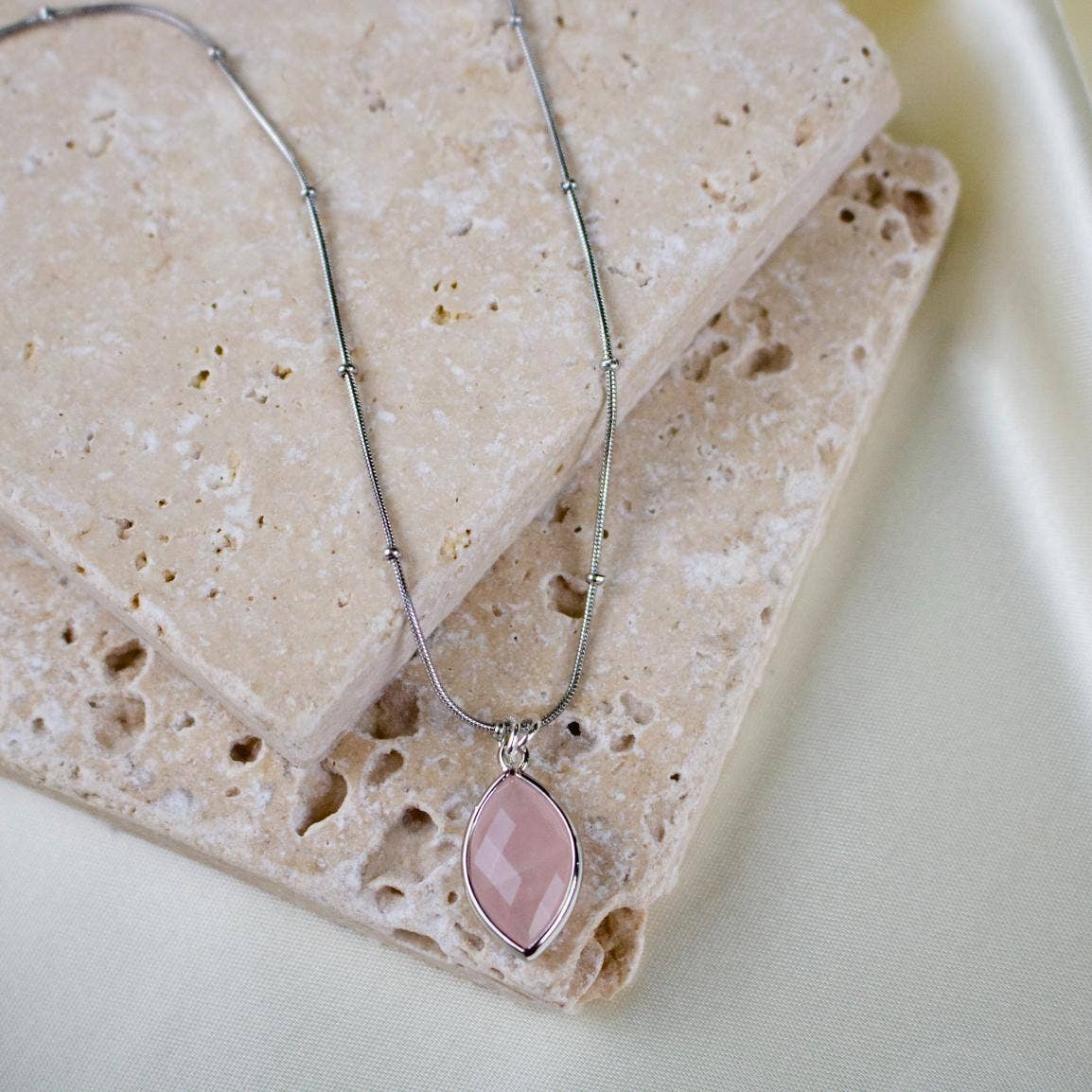 TISH jewelry - Suzie Rose Quartz Charm Necklace