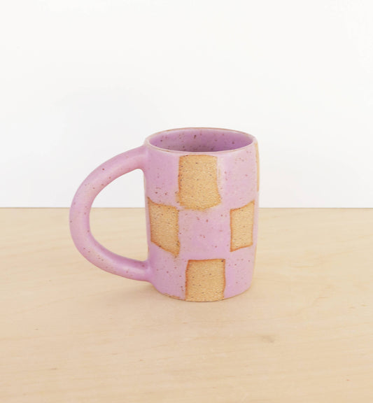 Nightshift Ceramics - Lilac Checkerboard Ceramic Mug