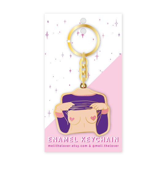 Meli TheLover - Hearts Boobs Sweater Enamel Keychain