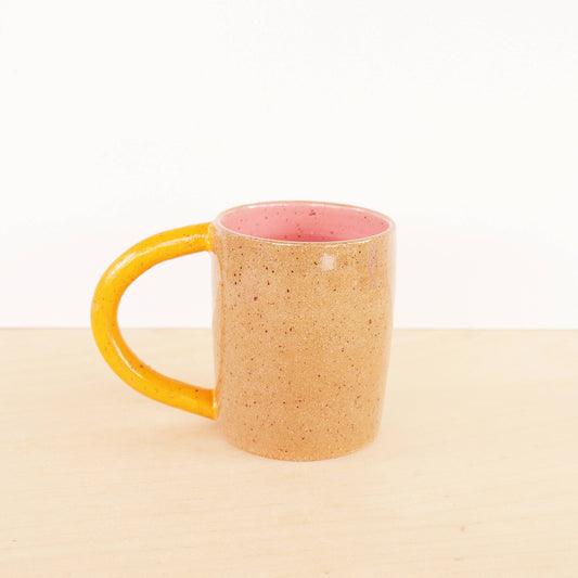 Nightshift Ceramics - Handmade Ceramic Pink/Orange Colorblock Mug