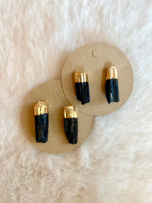 Black Tourmaline Stud Earrings