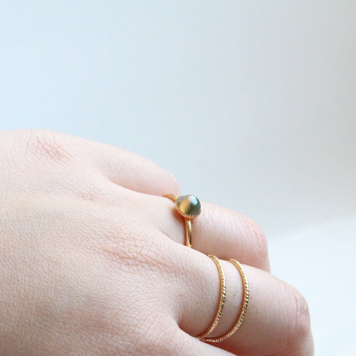 iBijoux - Adjustable Gold Agate Ring