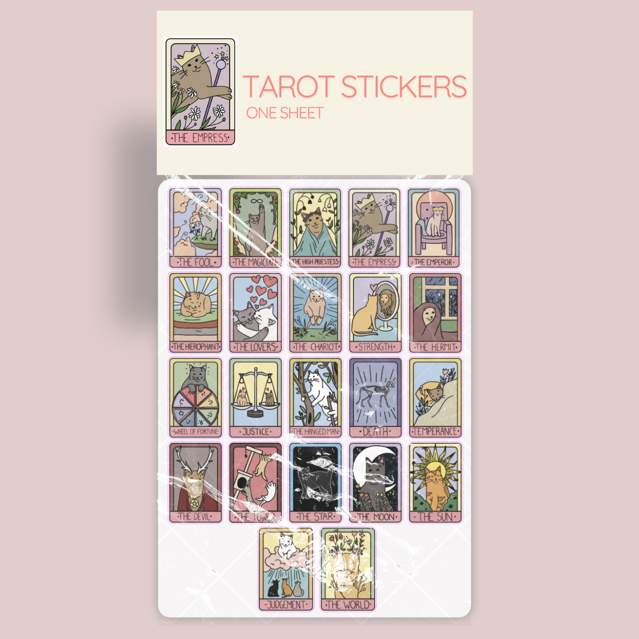 Stickers - Considerate Cat Design Tarot Sheet