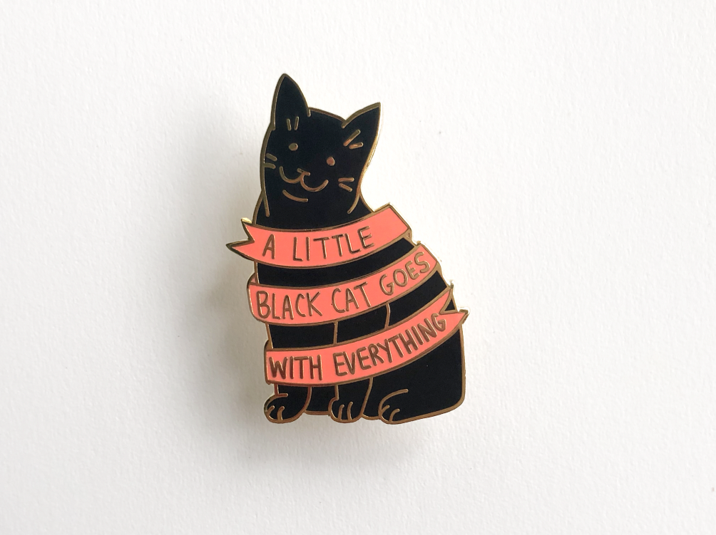 Considerate Cat - Black Cat Enamel Pin