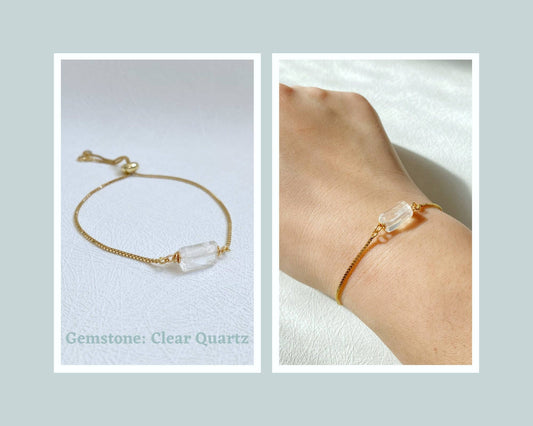 iBijoux - Clear Quartz Cylinder Crystal Bracelet