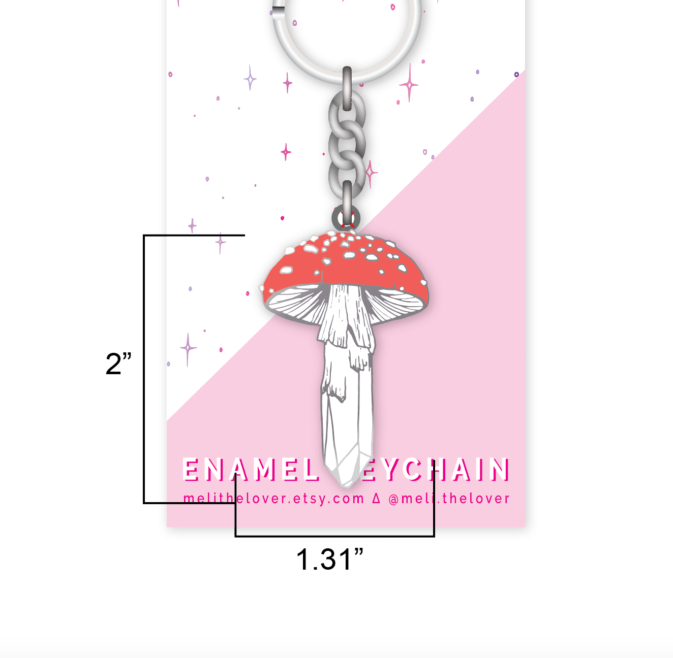 Meli TheLover - Crystal Mushroom Enamel Keychain